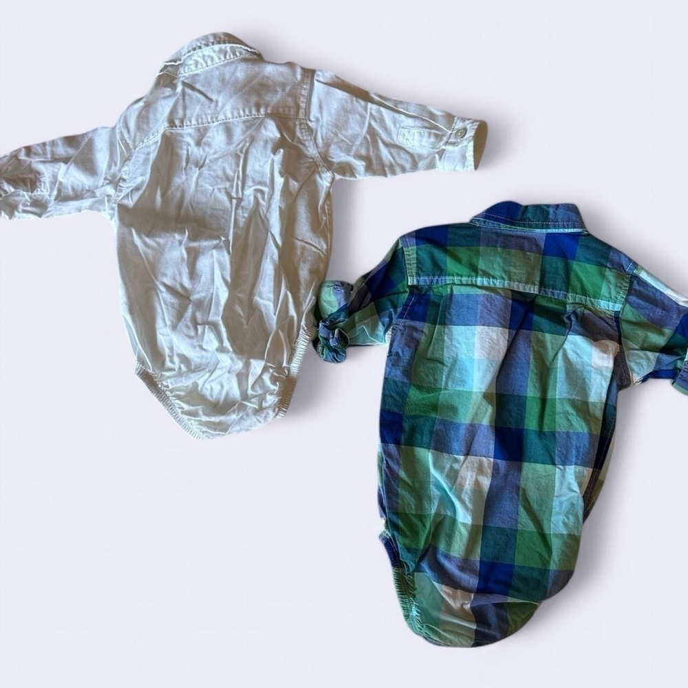 Baby Bodysuit Set - White and Plaid - Picture 2 of 9